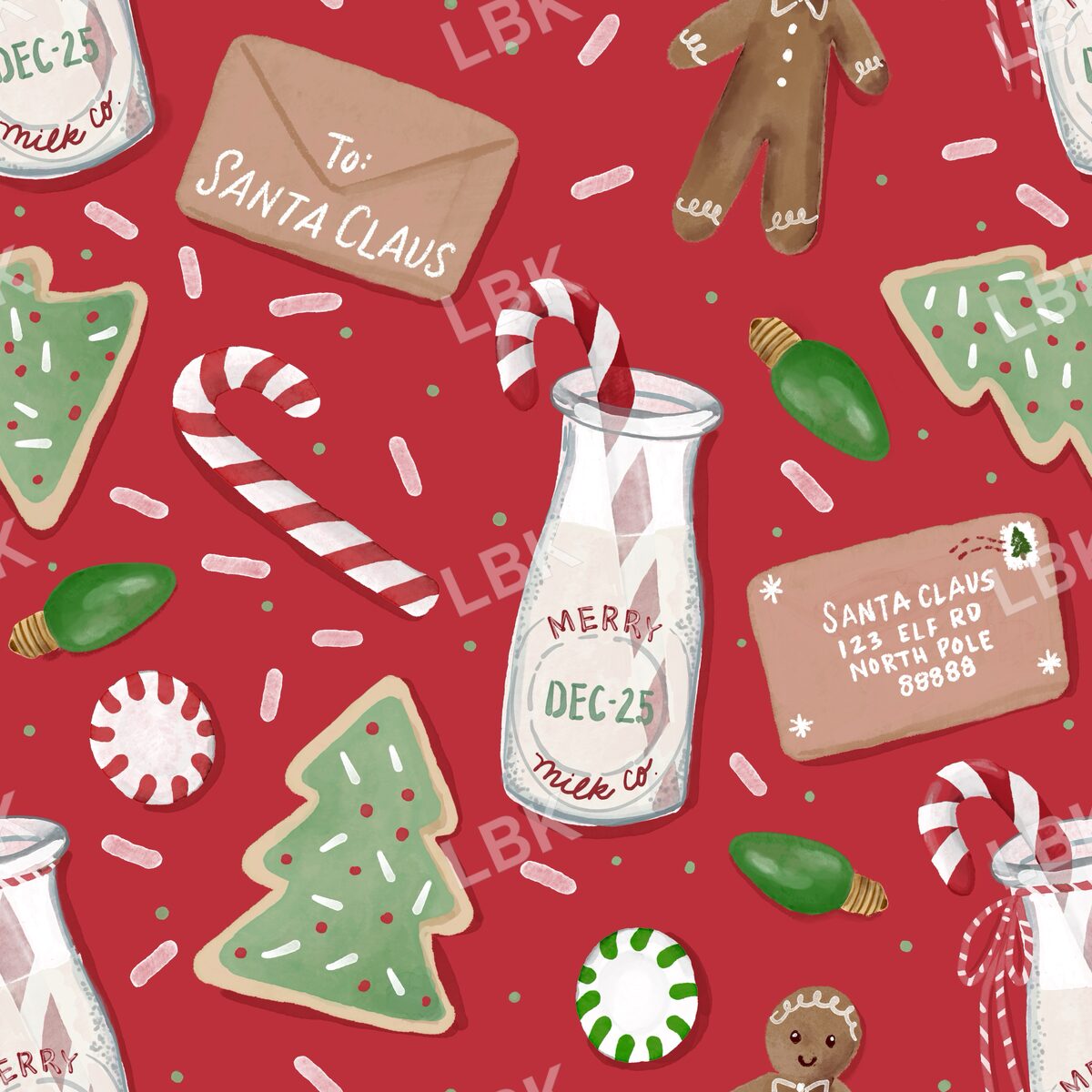 Cookies milk and Santa letter gingerbread boy red