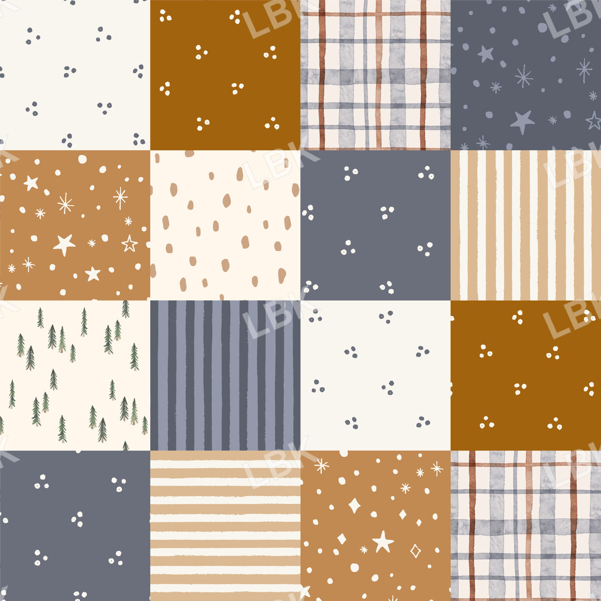 patchwork days blocks cheater quilt-blue brown