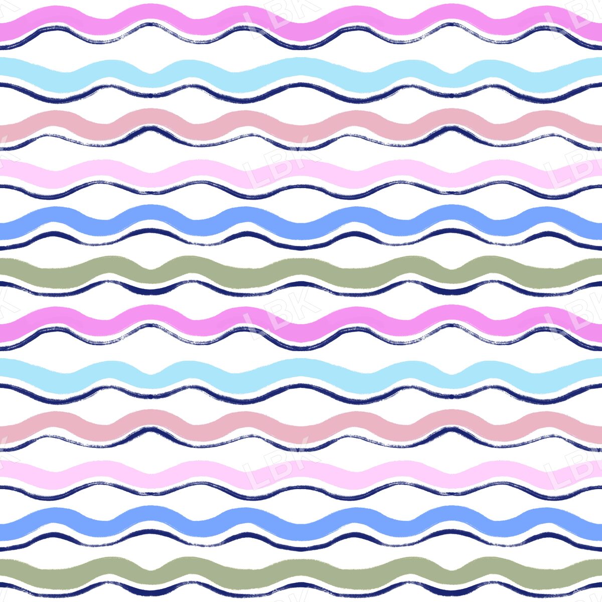 Wavy stripe white multi