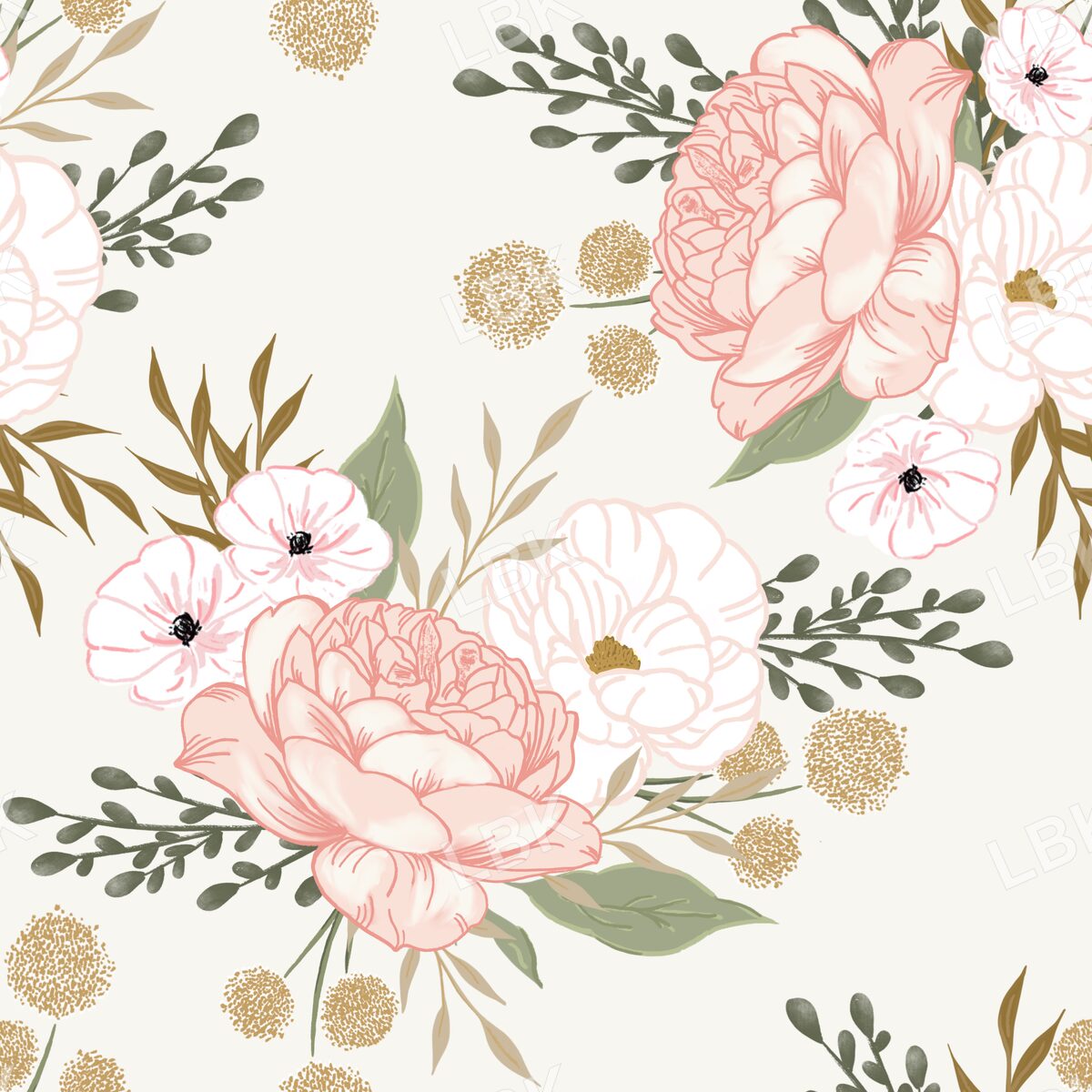 blush and gold floral