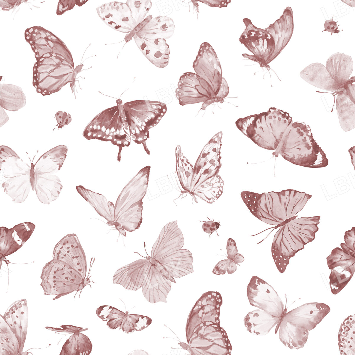 Dusty Pink Watercolor Butterflies