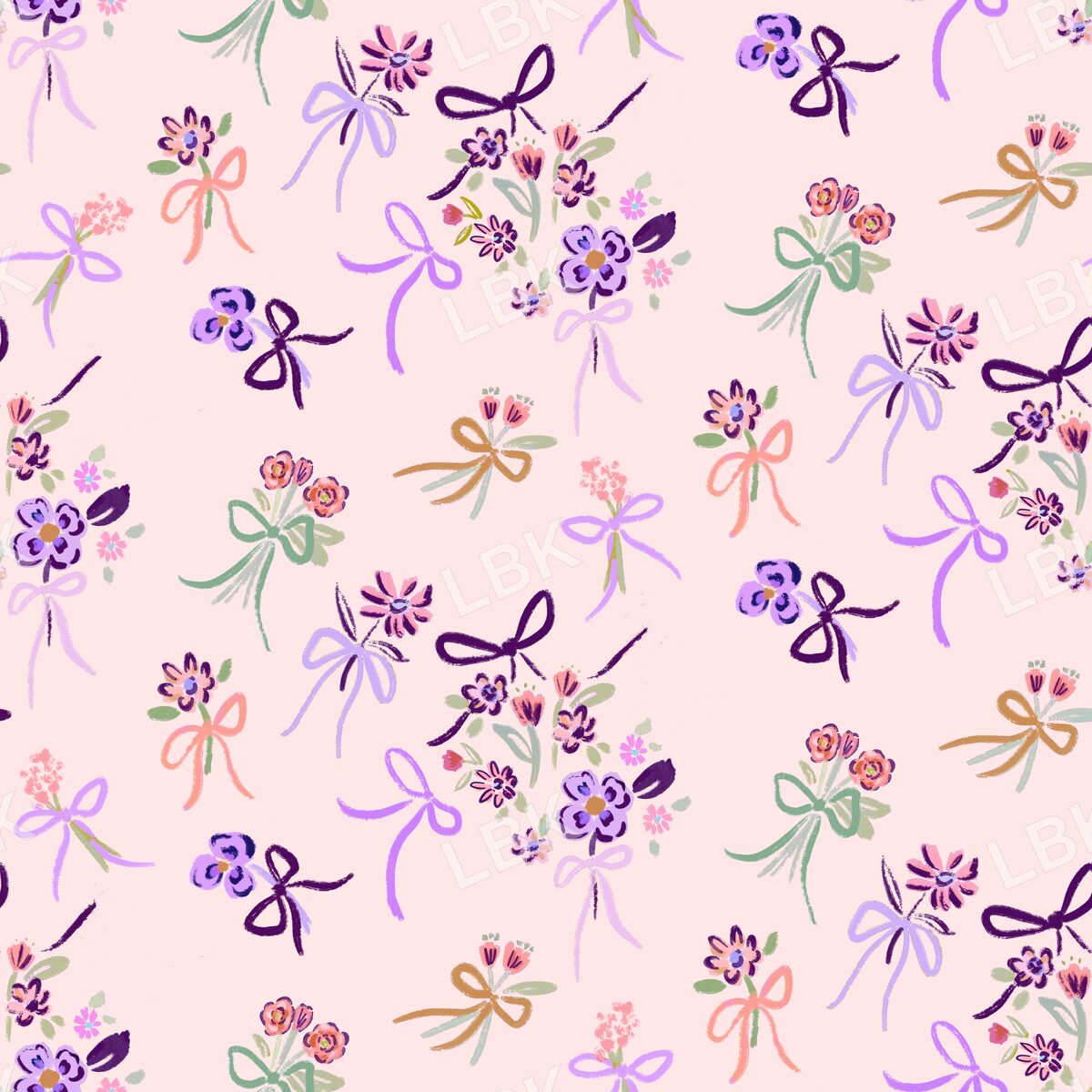 Little bow bouquet peachy purple