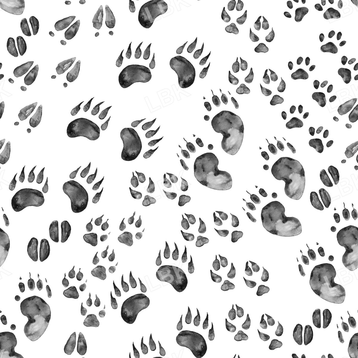 Animal Tracks Woodland in Charcoal Black