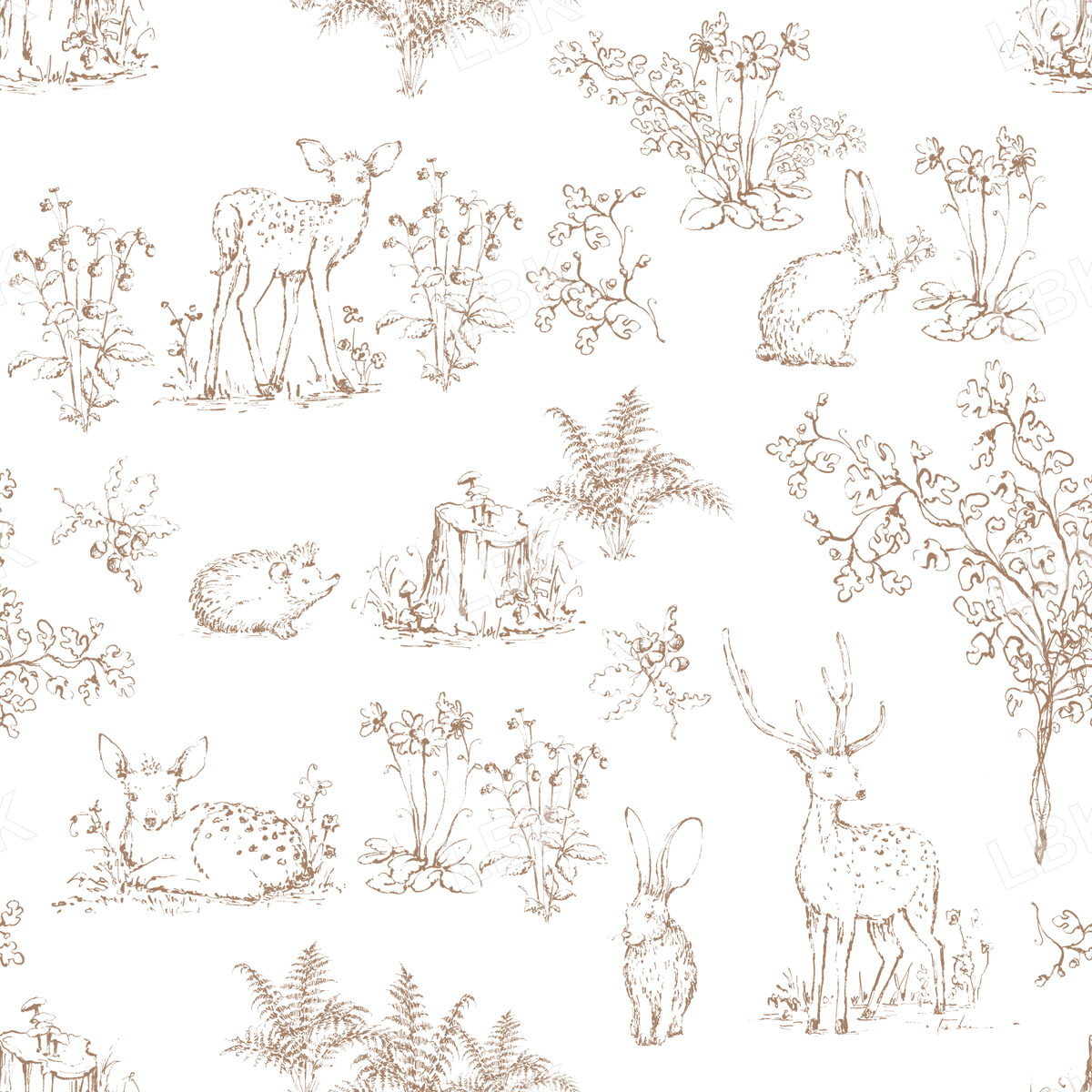 Sketch Woodland Forest on White