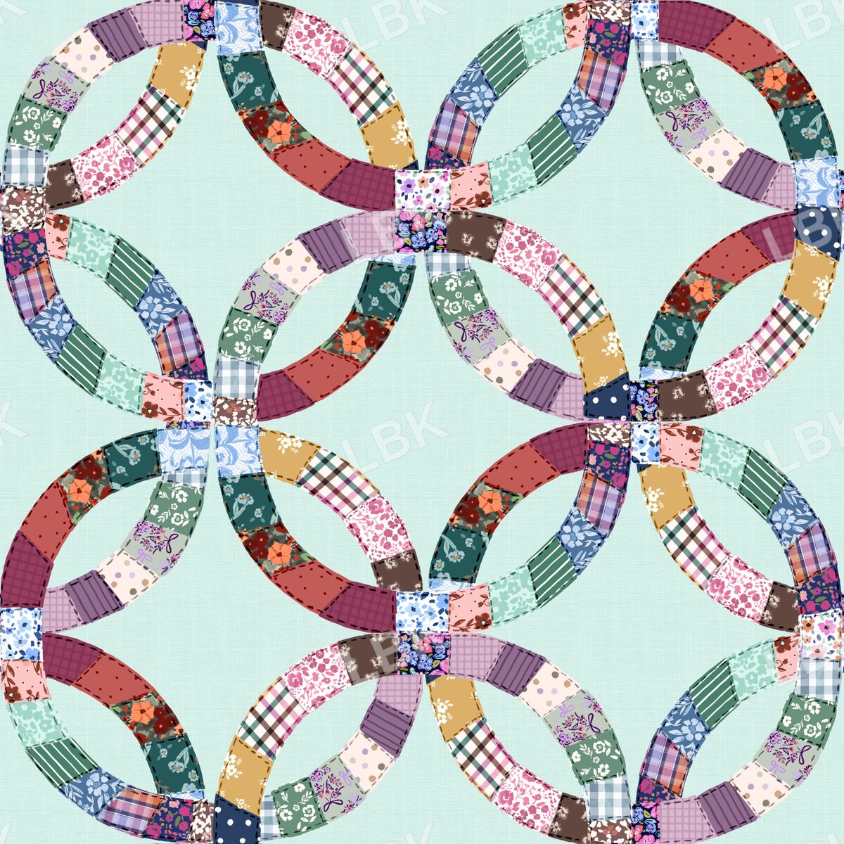 Wedding ring quilt - aqua