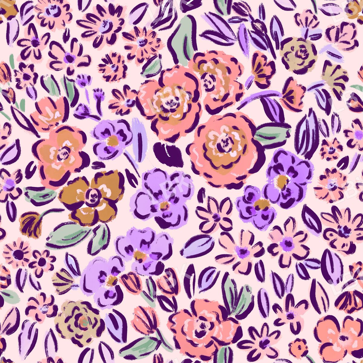 Bright Day floral peachy purple