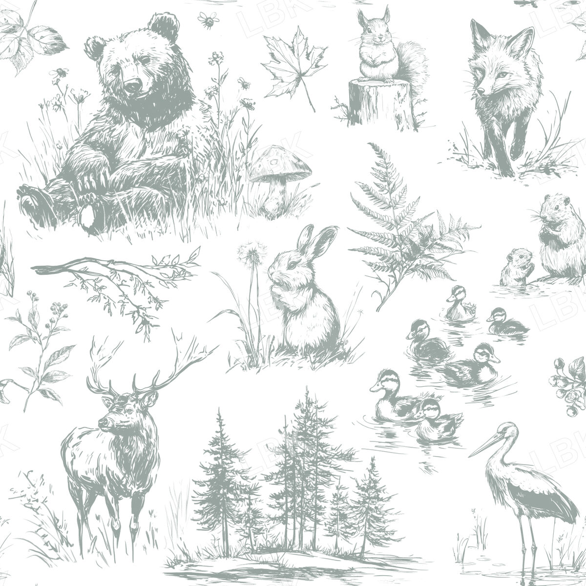 Marsh Woods in Sage Gray