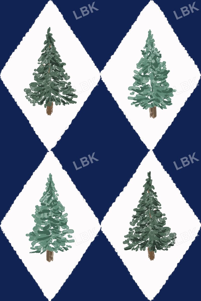 Christmas tree argyle navy