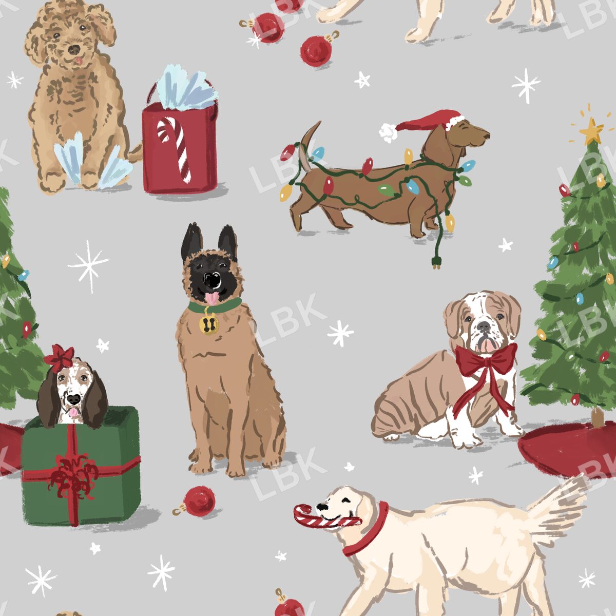 Christmas dogs gray