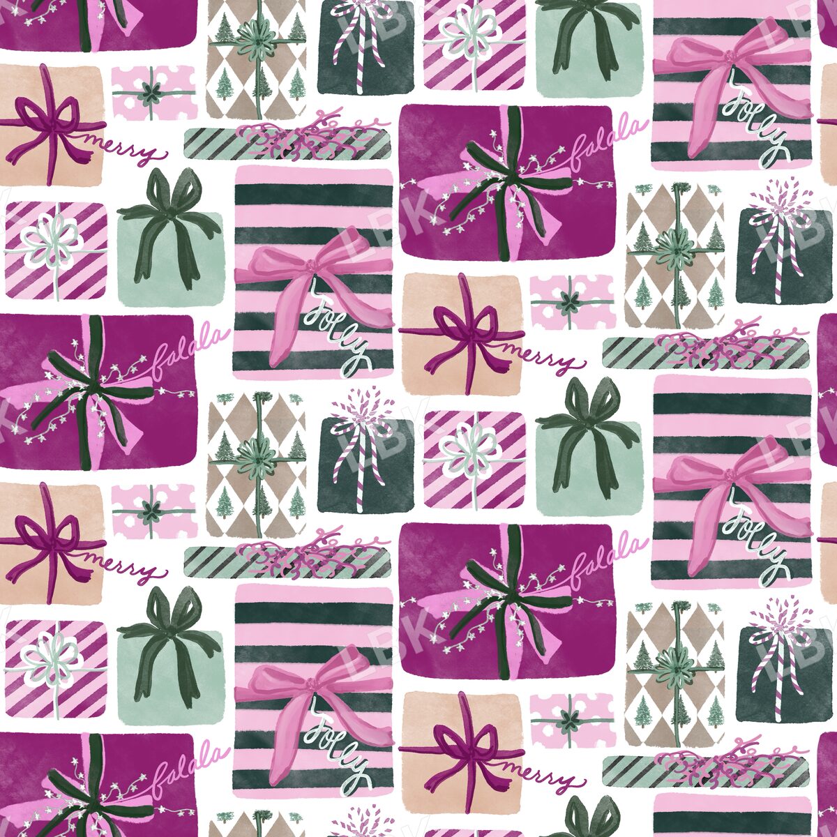 Pretty presents on white (pink and green)