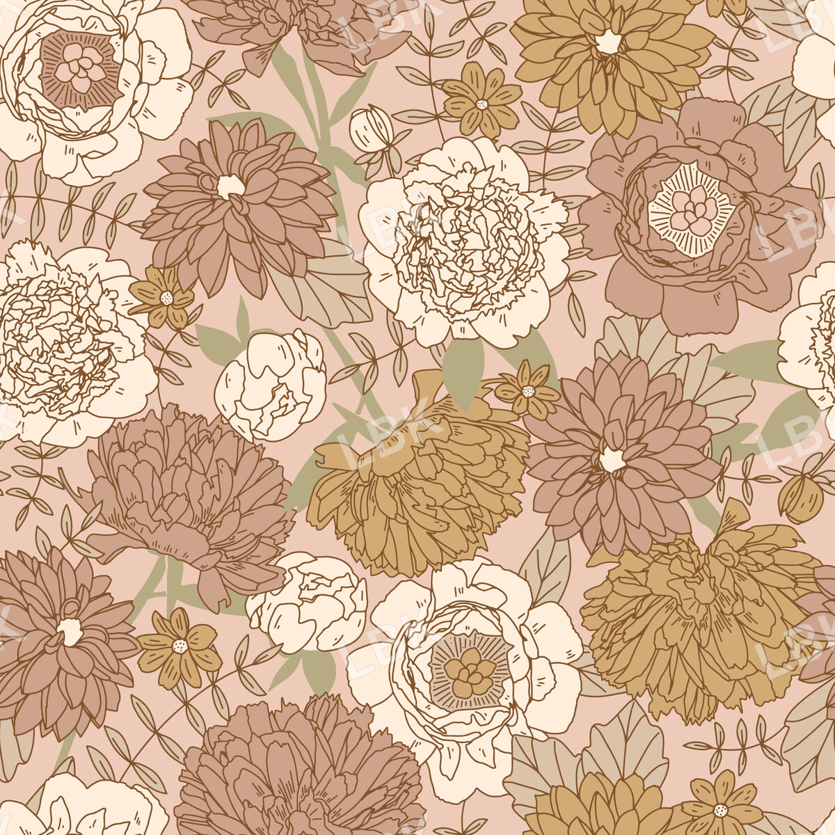dahlia peony floral-pinks on blush
