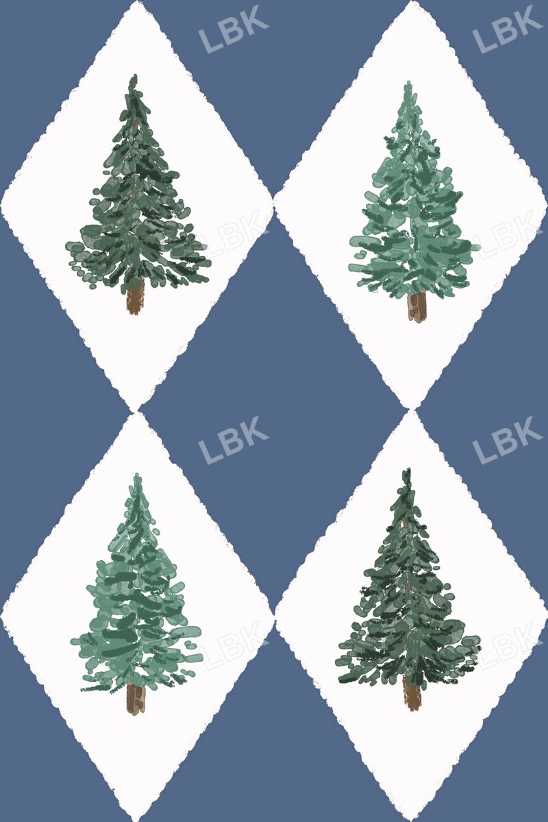 Christmas tree argyle dusty blue