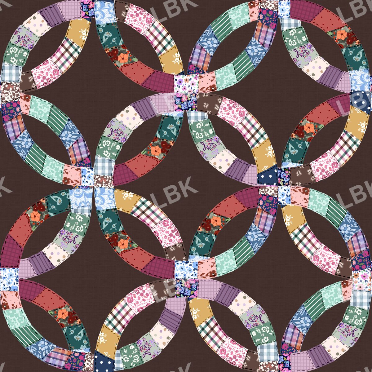Wedding ring quilt - chocolate brown