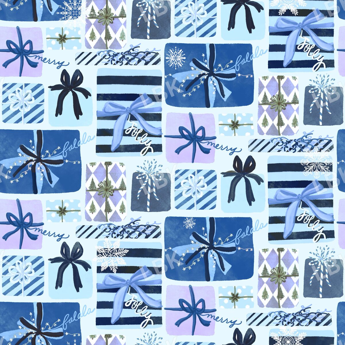 Pretty Presents on light blue
