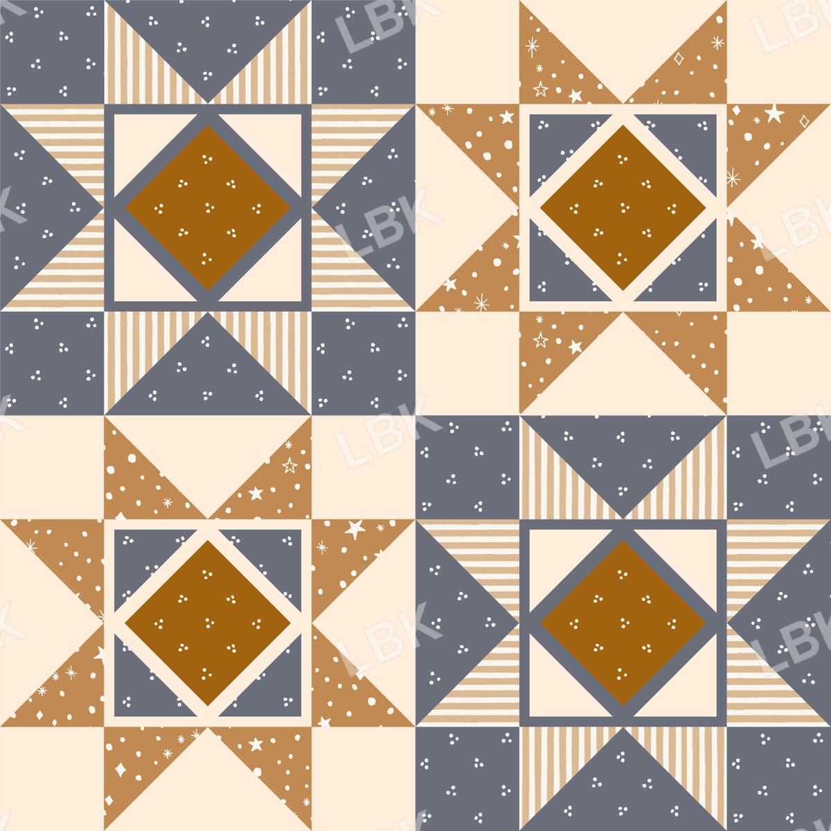 patchwork days star cheater quilt-blue