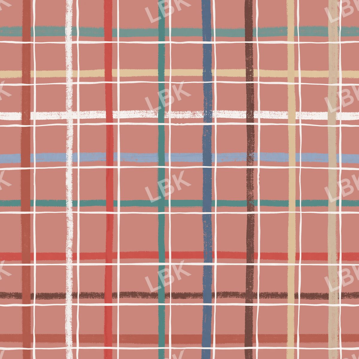Drawn to remember plaid coral