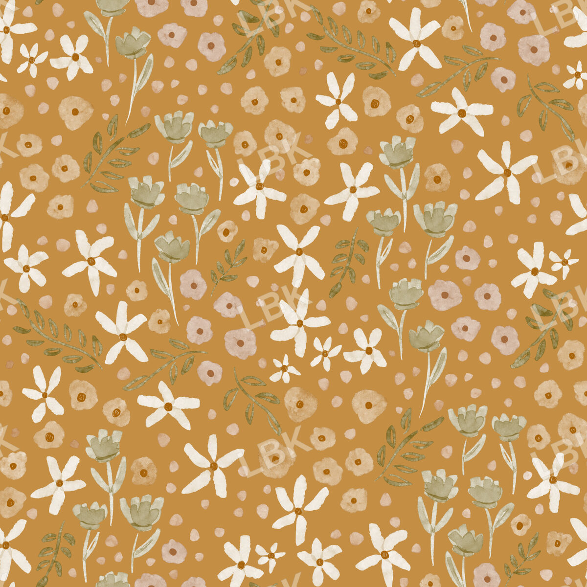 Garden ditsy floral-mustard yellow