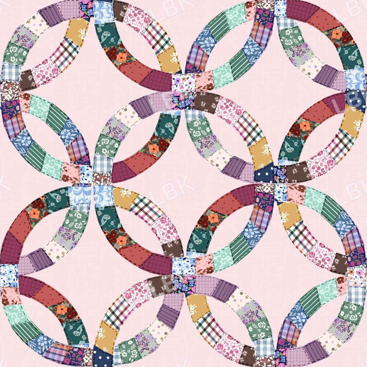Wedding ring quilt - light powder pink