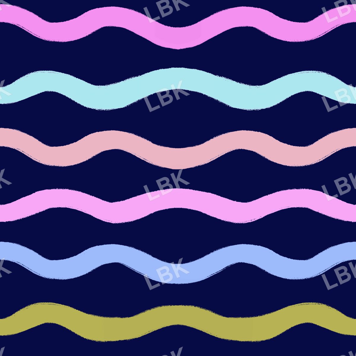 Wavy stripe inky navy blue for white floral