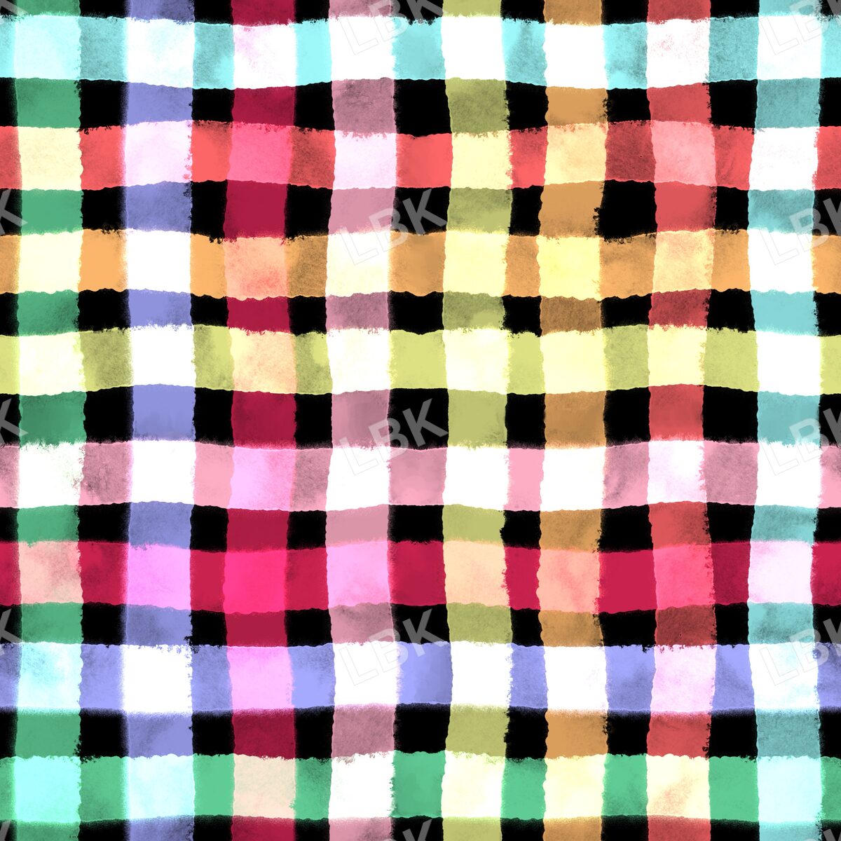 Bright wavy game gingham black