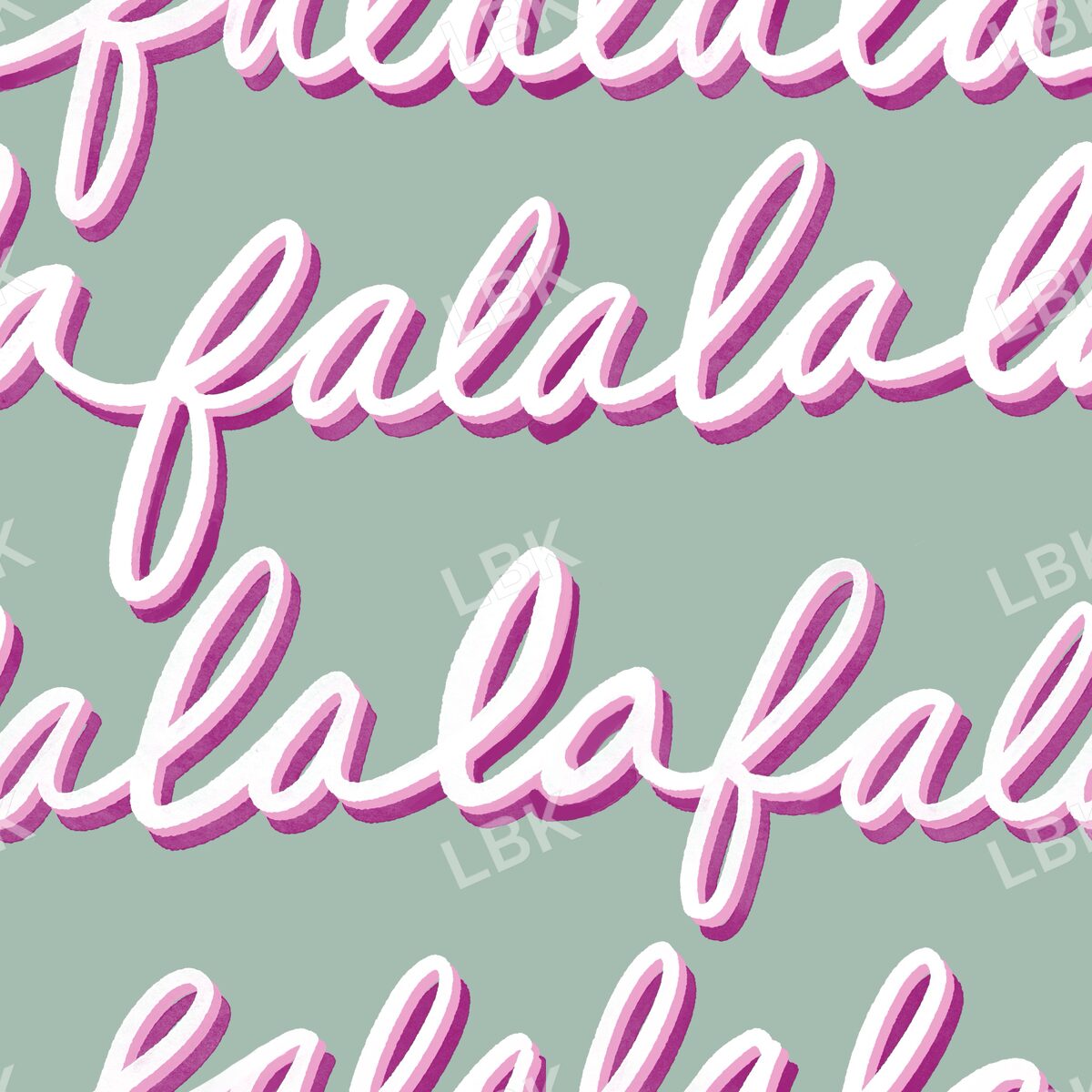 Falala script stripe sage green and pink