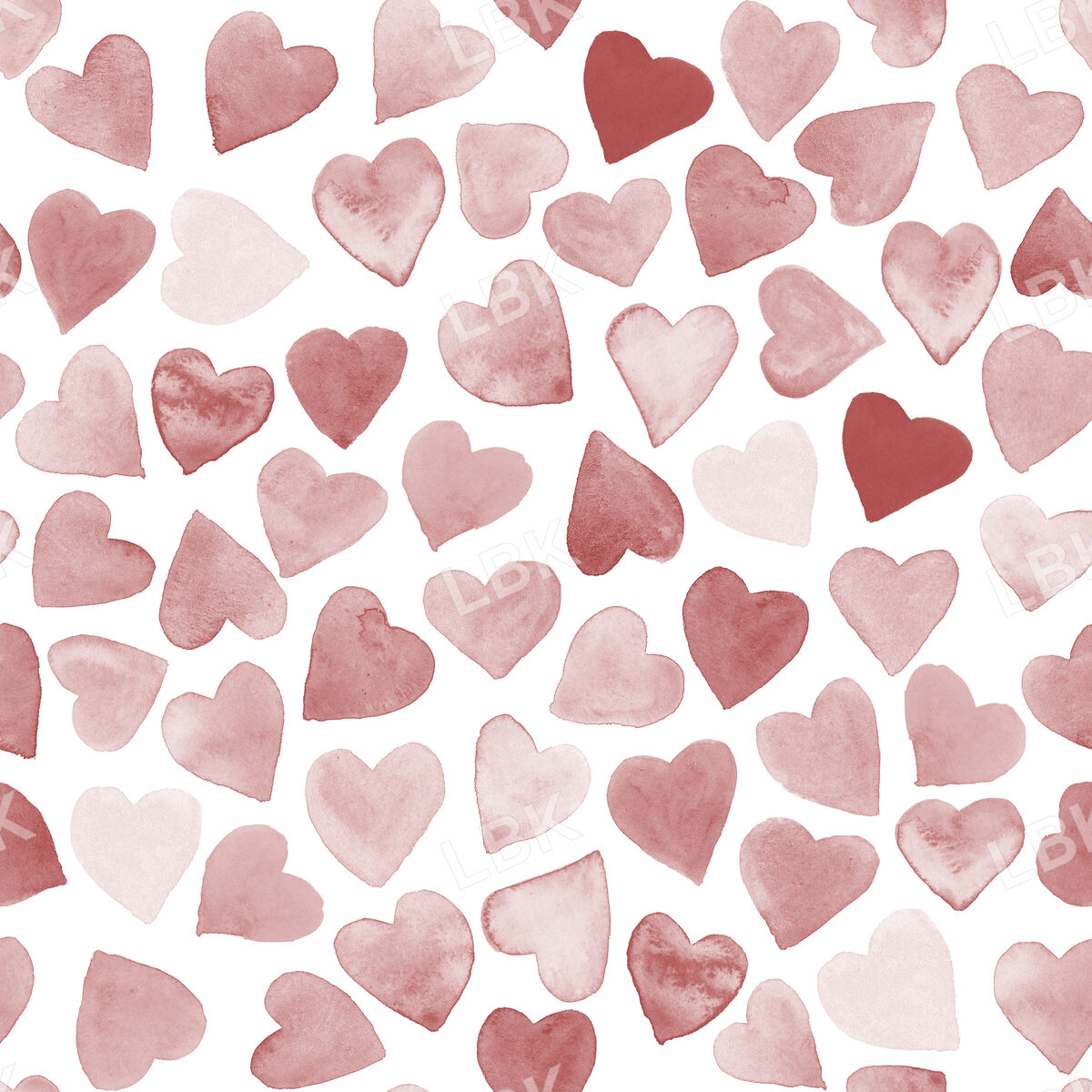 Pink Blossom Watercolor Hearts