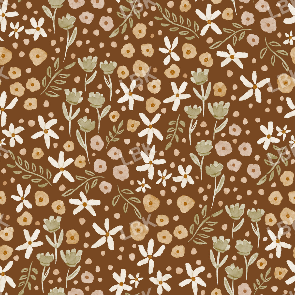 Garden ditsy floral-warm brown