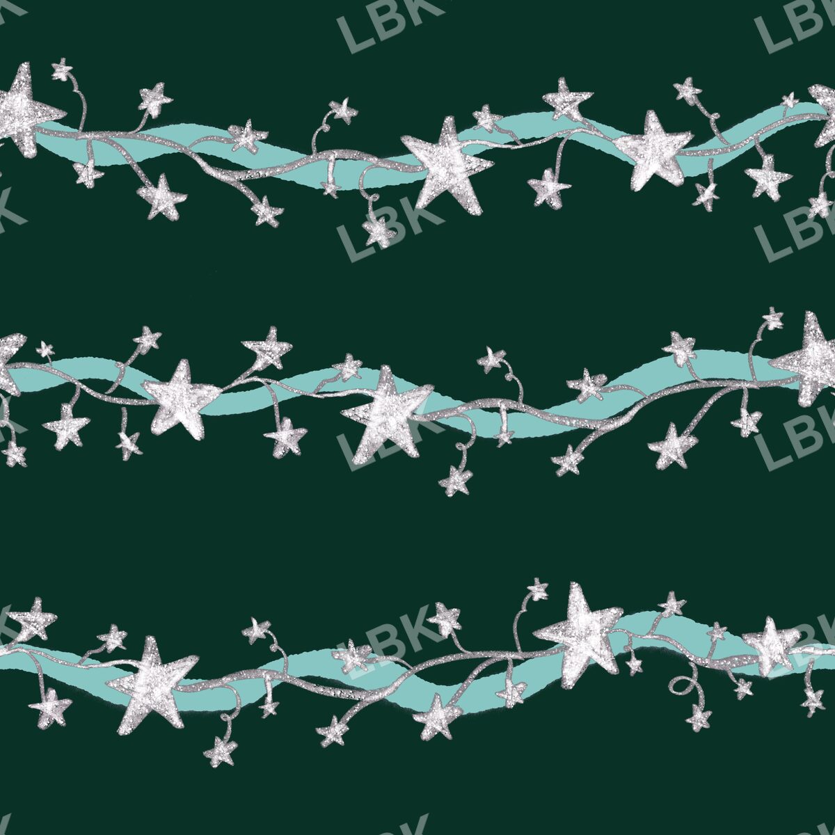 Stars and ribbon stripe dark green