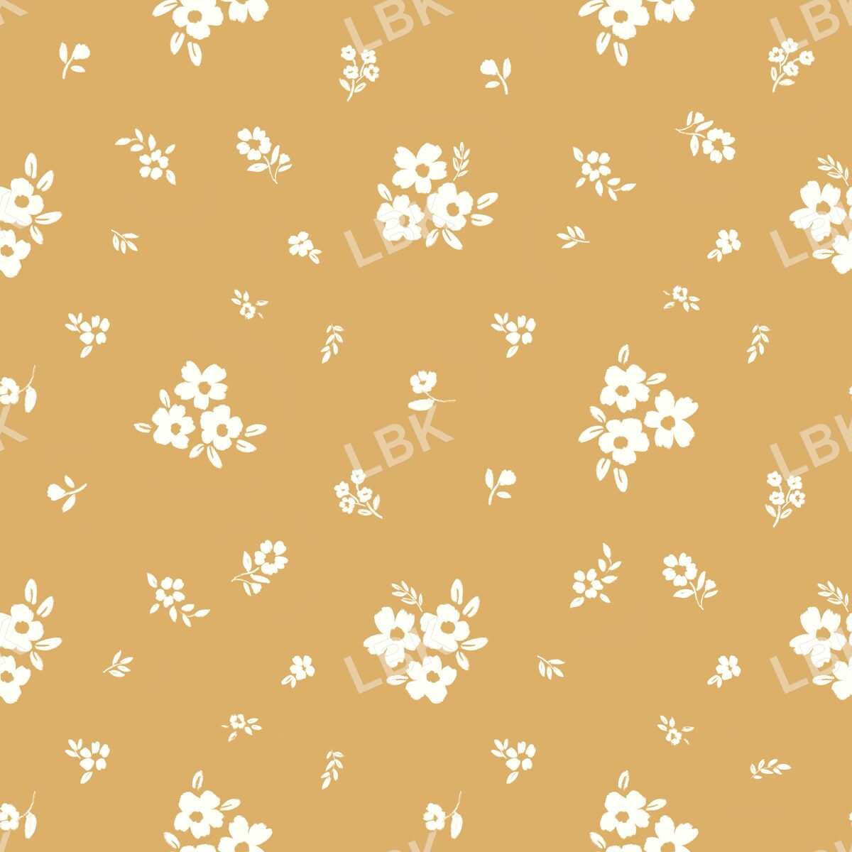 Scattered posies ochre yellow