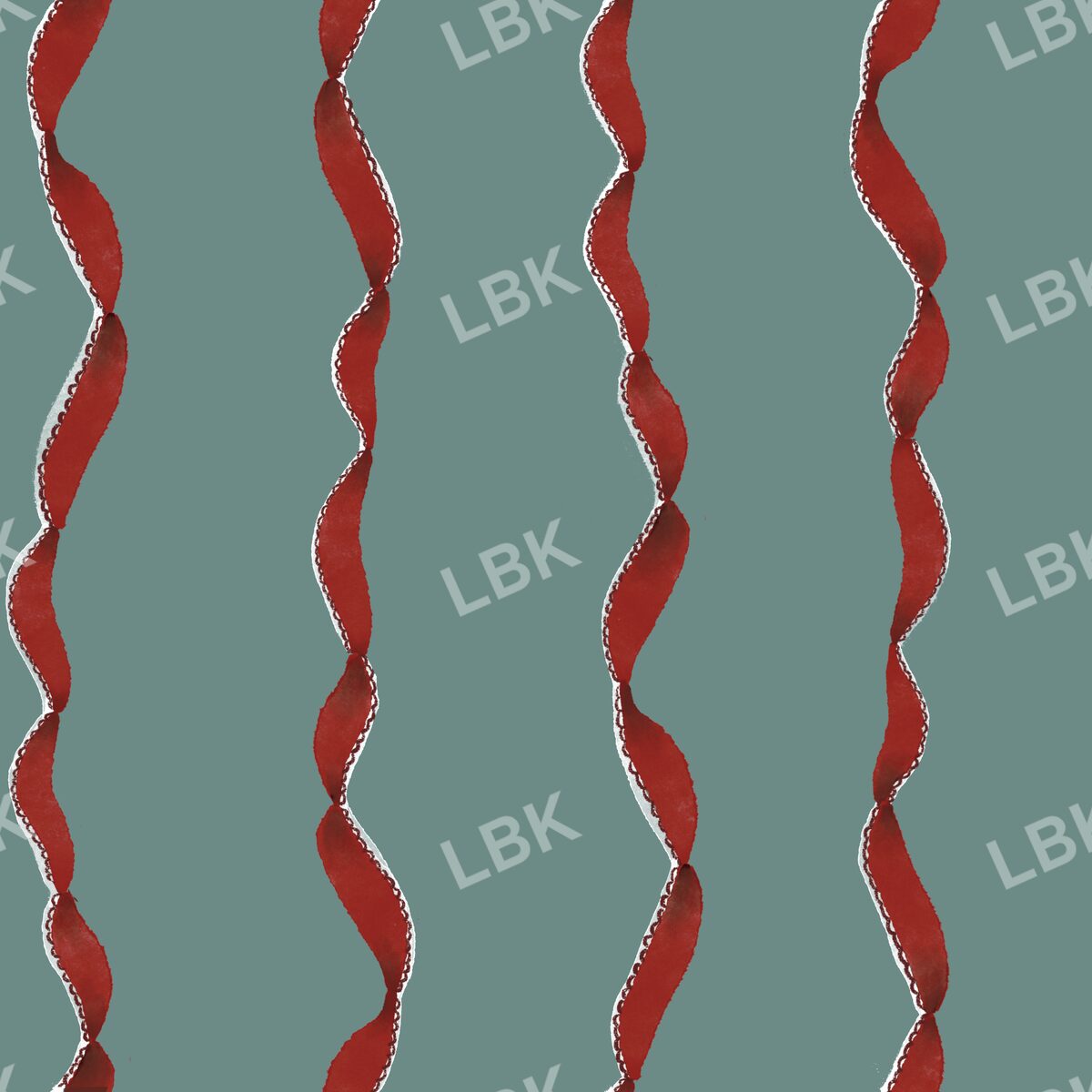 Curly ribbon stripe red green