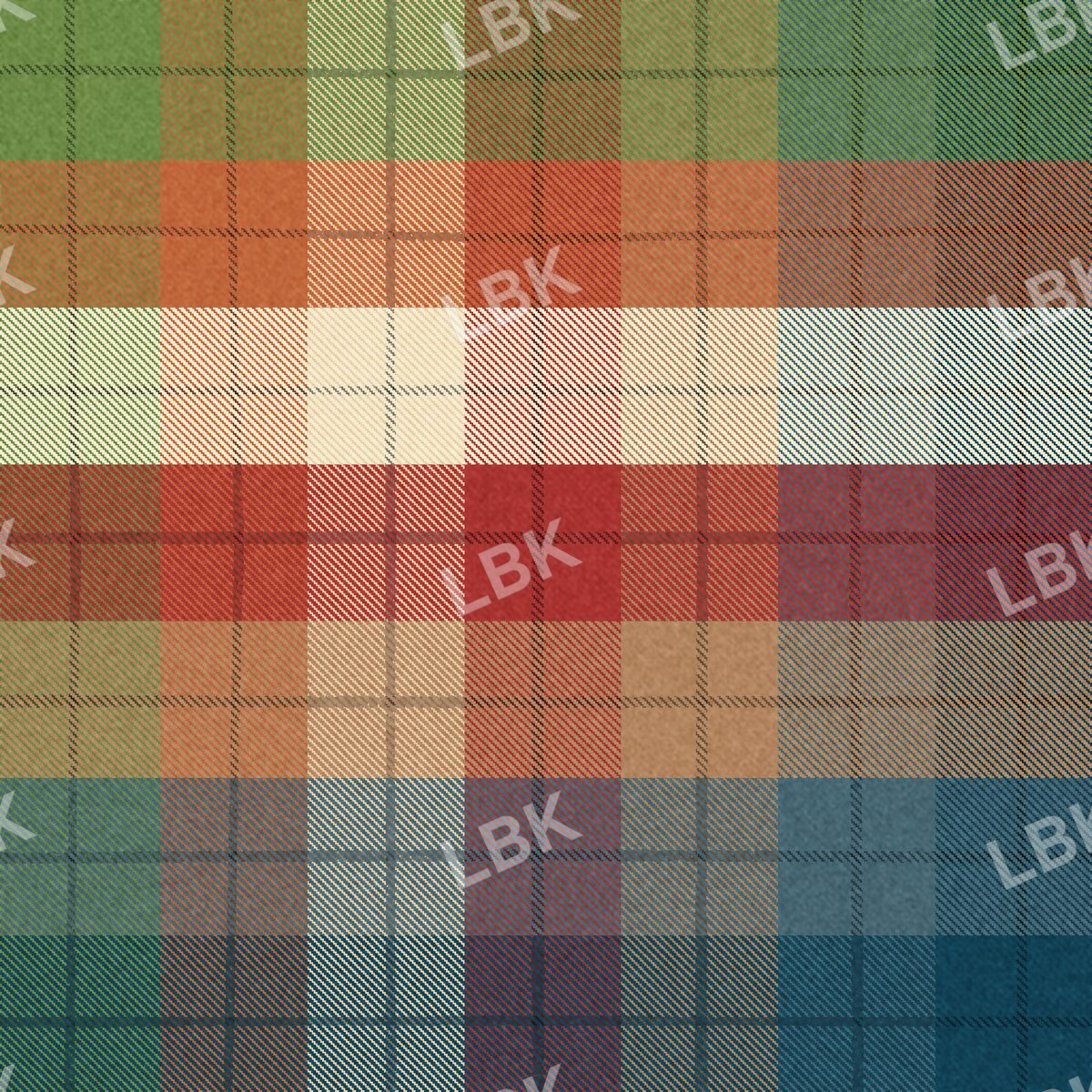 Saturated multicolor plaid with teal and dark linework
