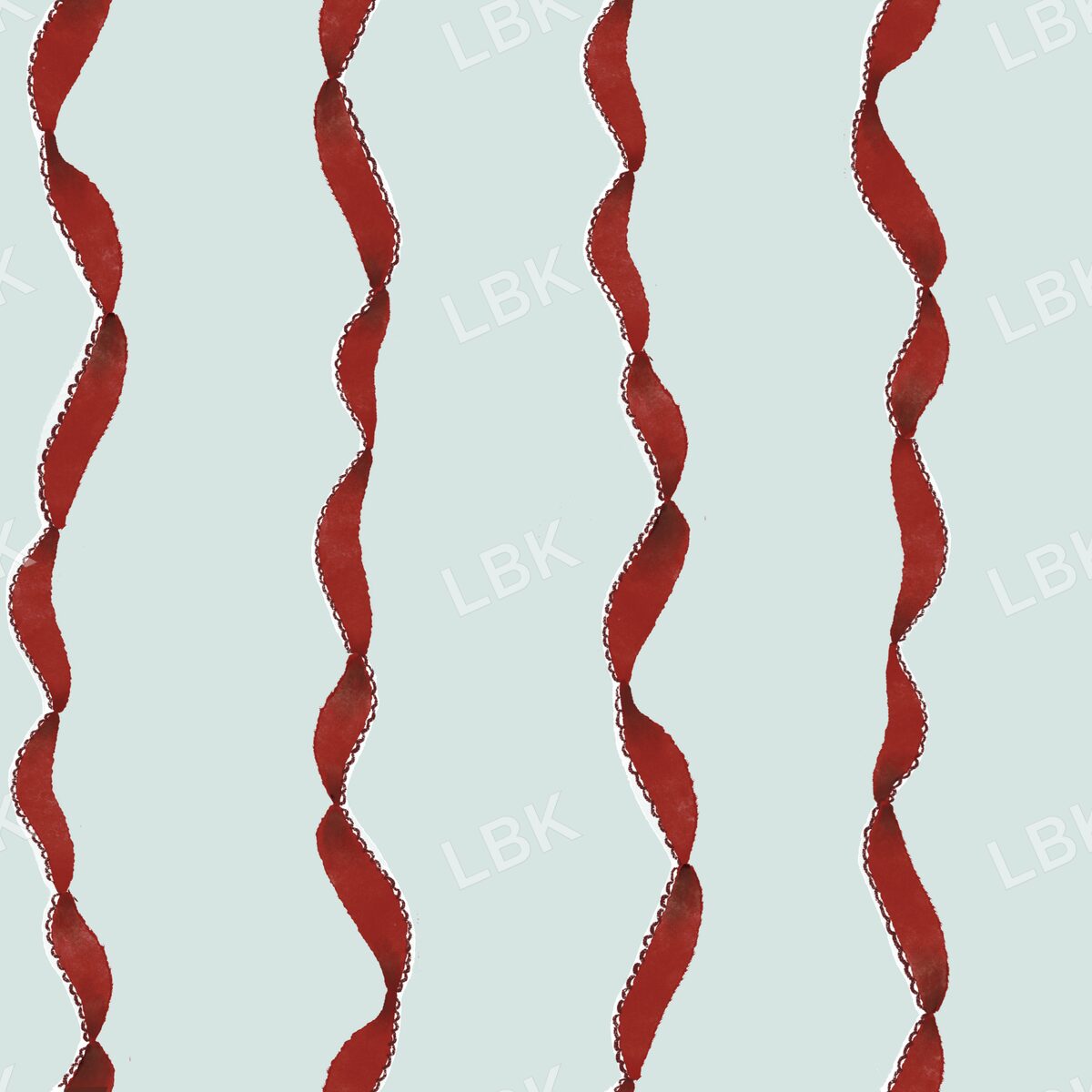 Curly ribbon stripe red mint green