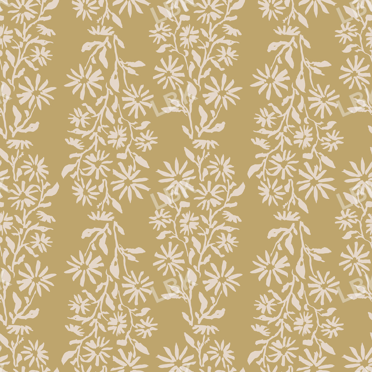 Floral Stripe on Gold