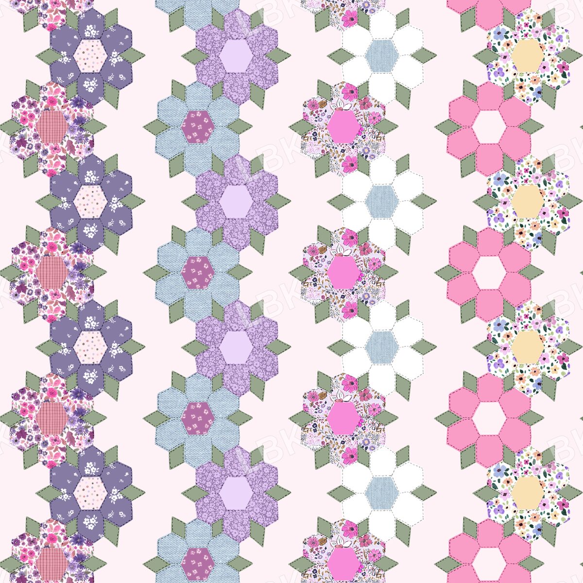 Blooming patchwork light pink