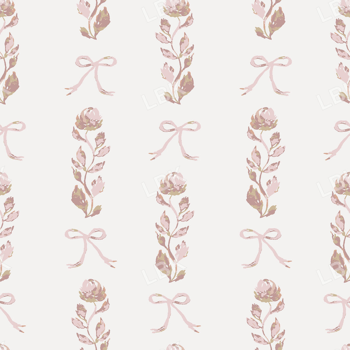 Vintage Floral Stripe on Light Cream 6
