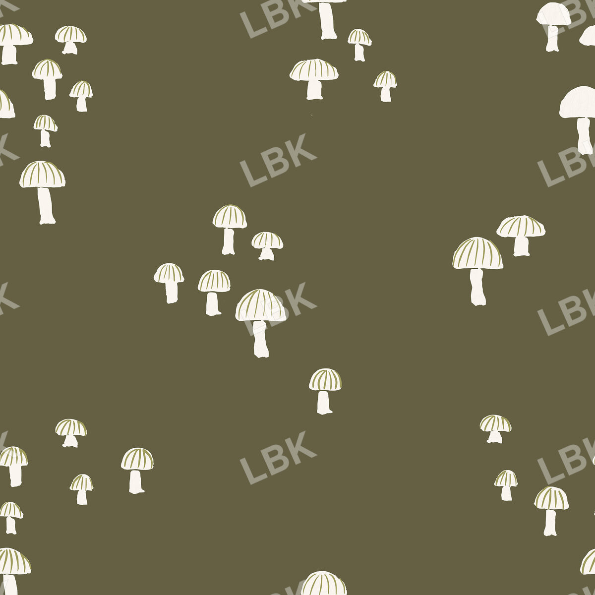 White Mushrooms on Deep Green