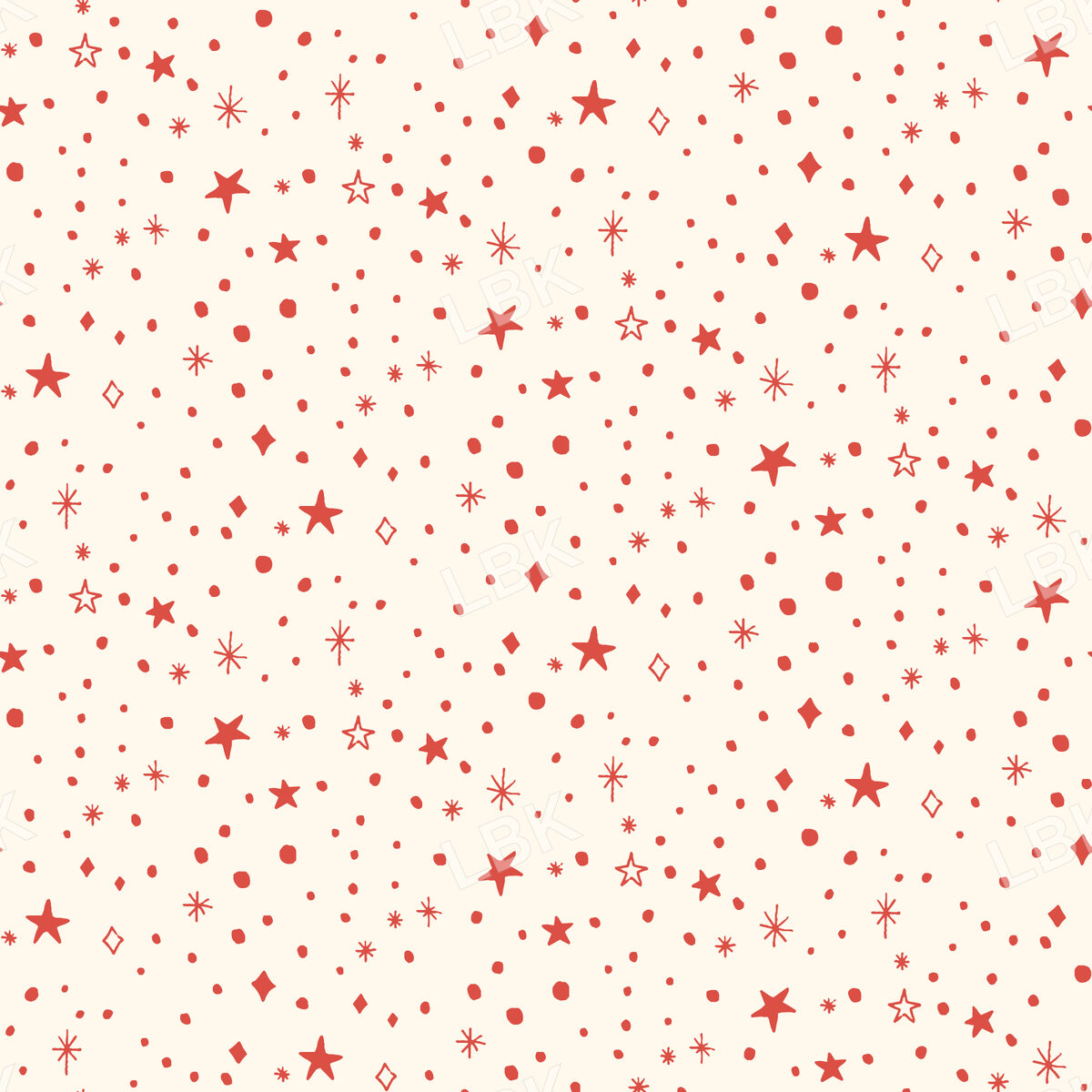 Christmas stars - red on cream