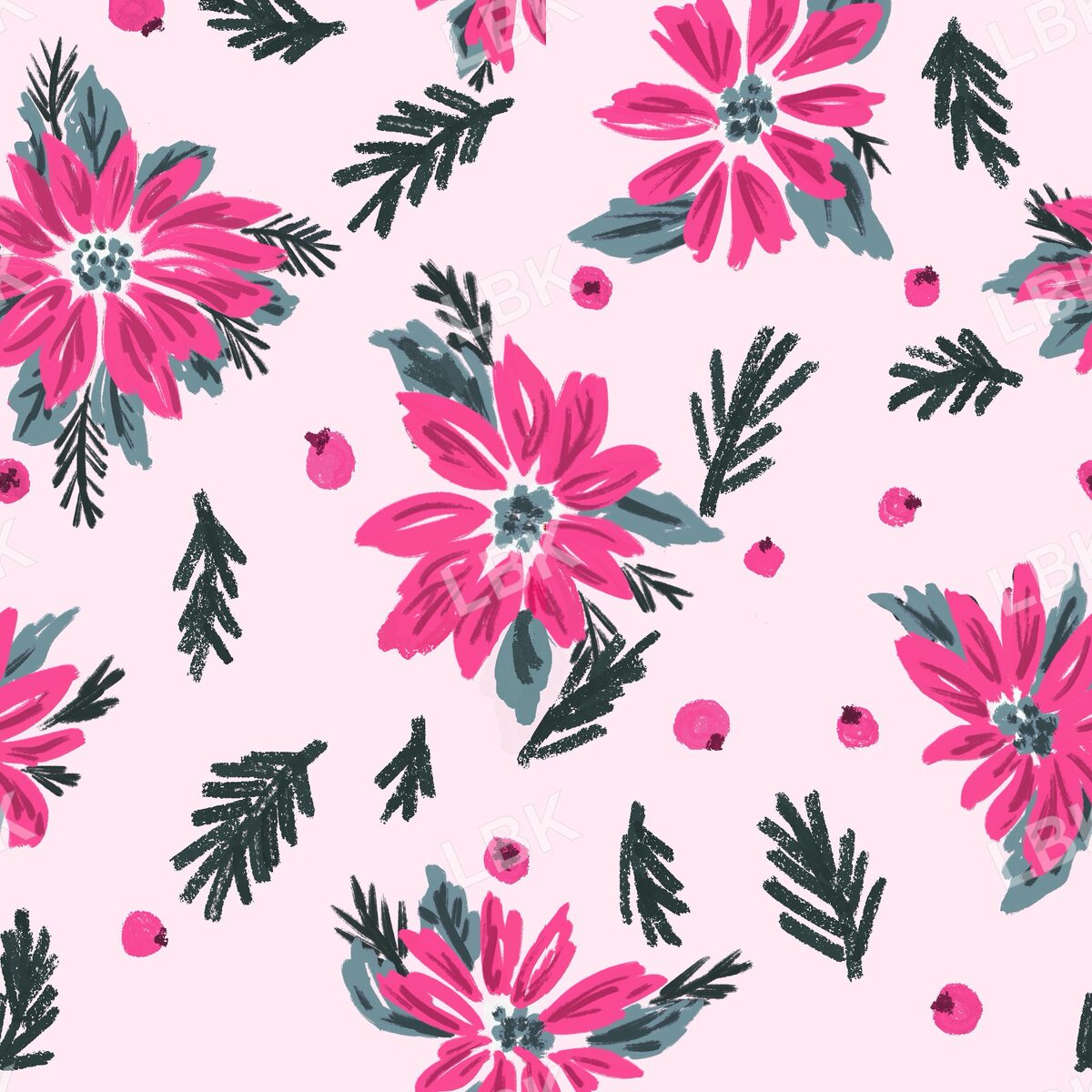 Pink Poinsettia pine and berry pink