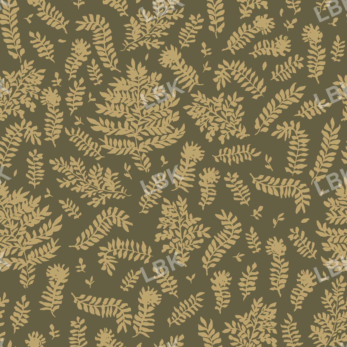 Gold Ferns on Deep Green