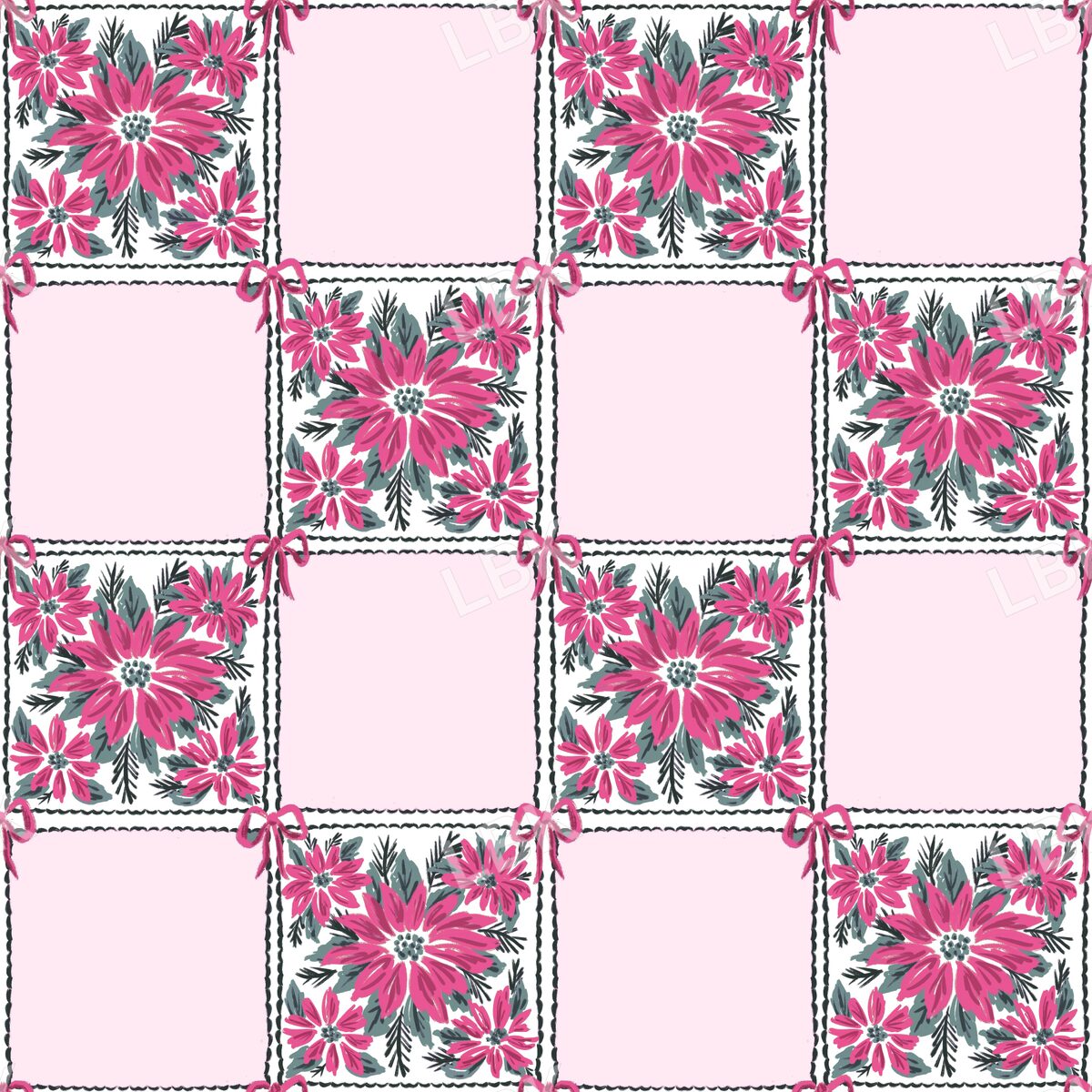 Light pink poinsettia checker