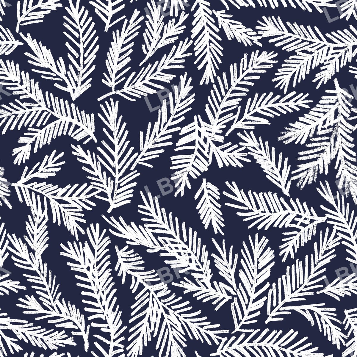 Christmas pine branches navy and white