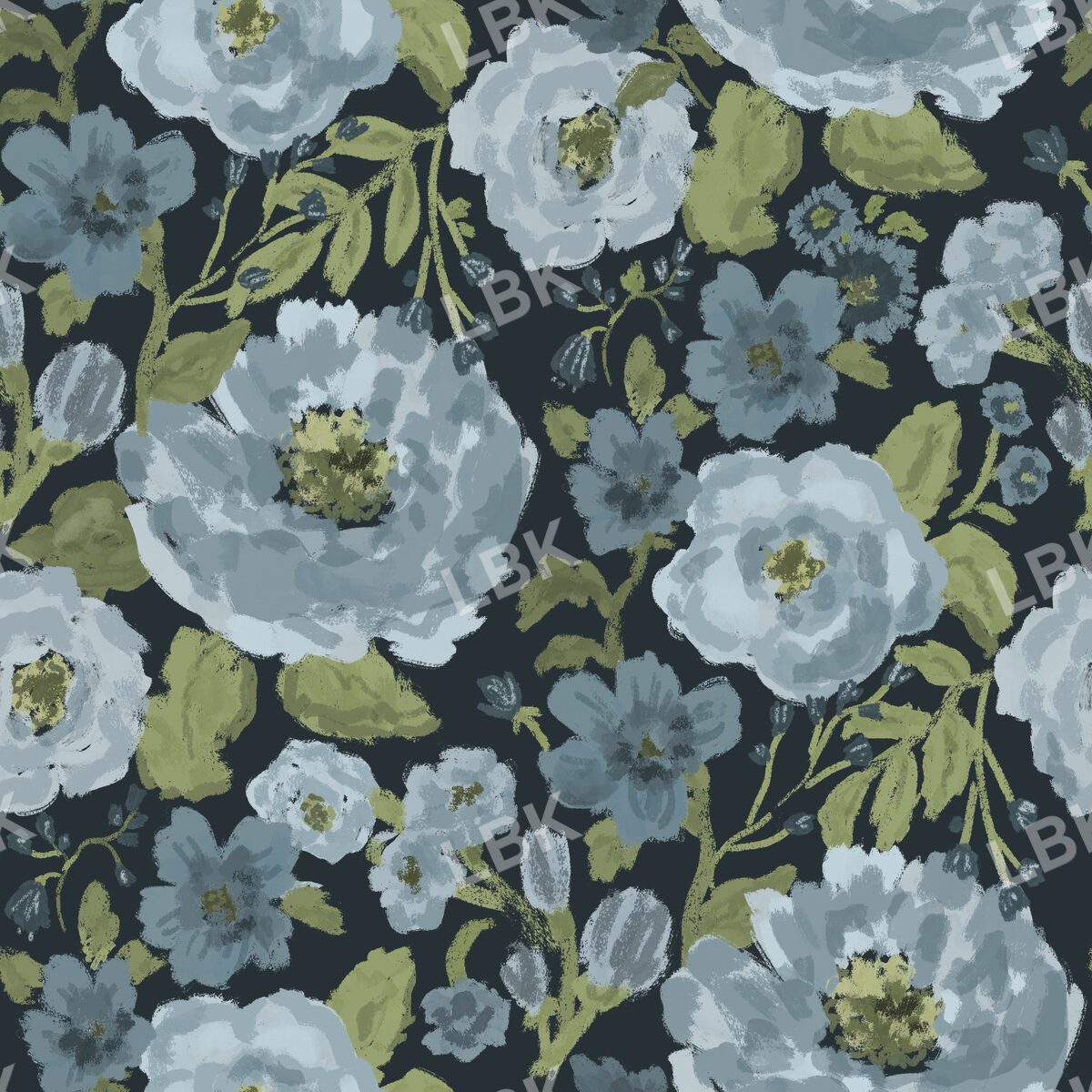 Winter bloom - navy blue floral