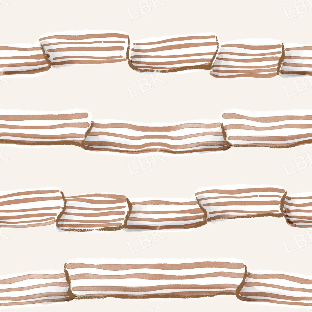 Golden brown ribbon stripe on milk cream