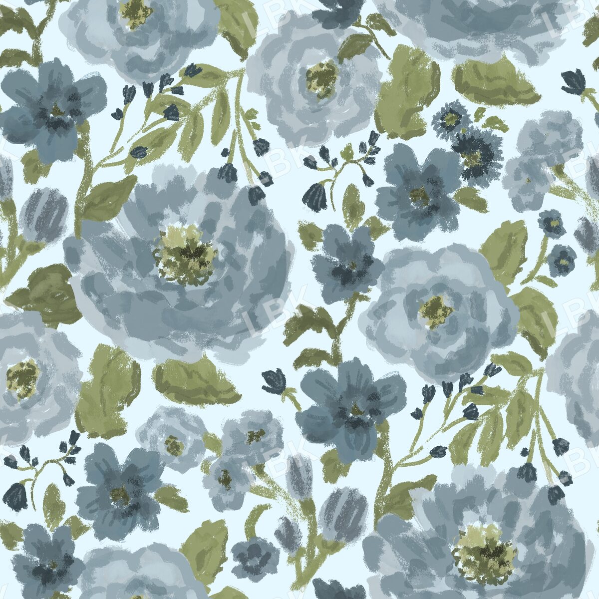 Winter Bloom - Winter blue light blue floral