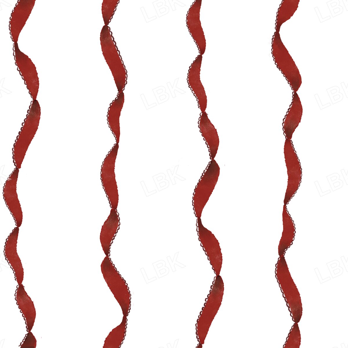 Curly ribbon stripe red white