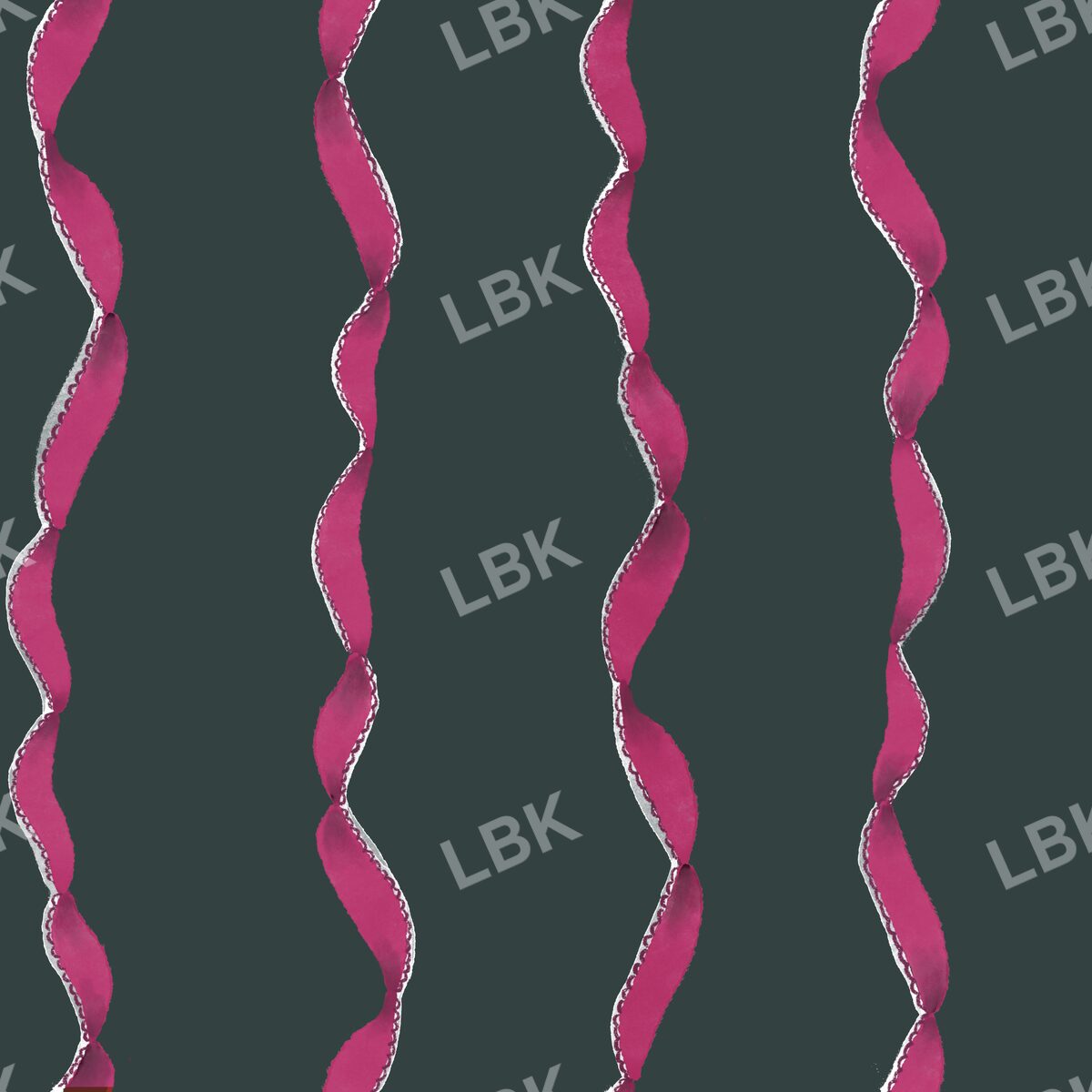 Curly ribbon stripe dark pink dark green