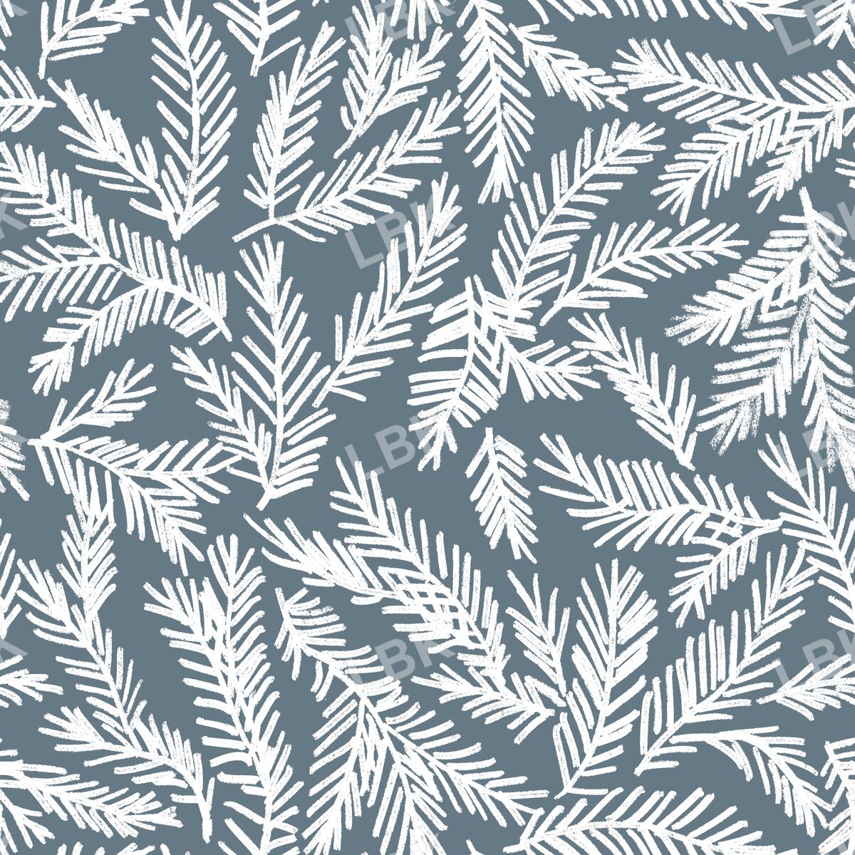 Christmas pine branches dusty blue white
