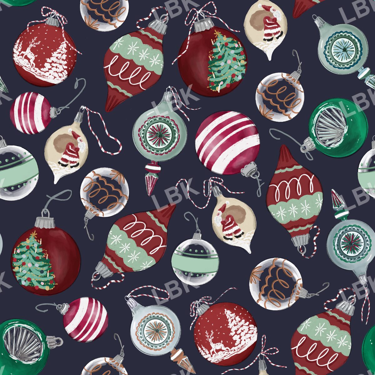 Vintage ornaments soft navy