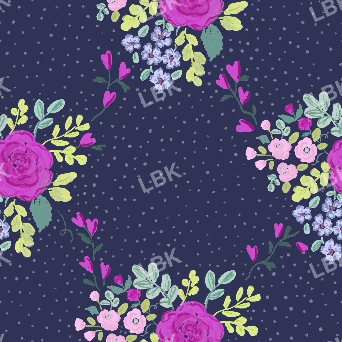 Sweetheart floral trellis midnight navy