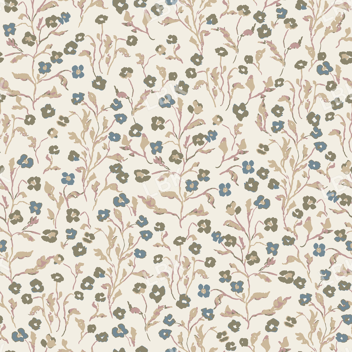 Tiny Floral Medley on Cream 10